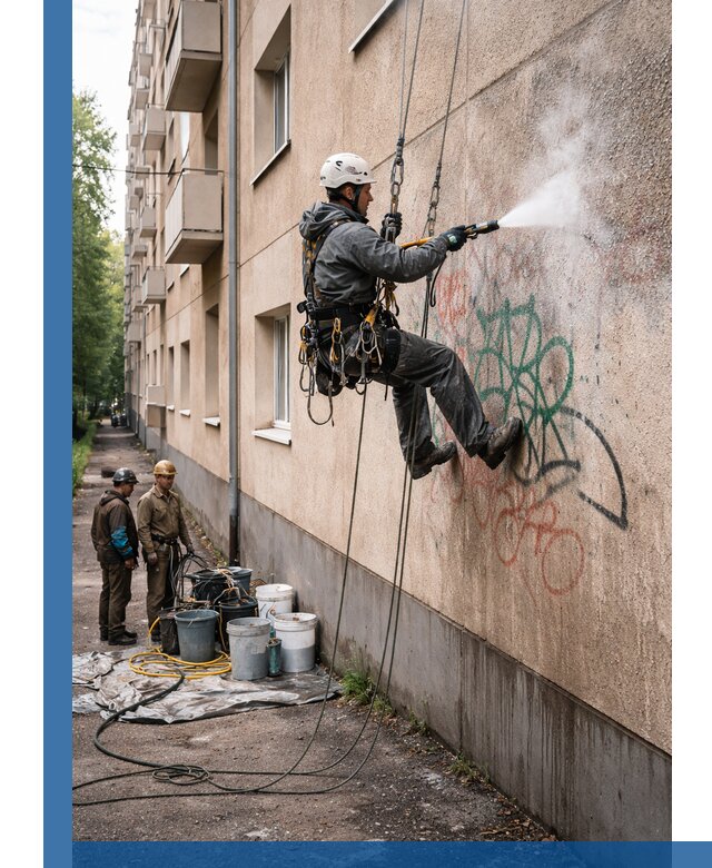 Удаление граффити с фасада в Сергиеве Посаде без следов и повреждений