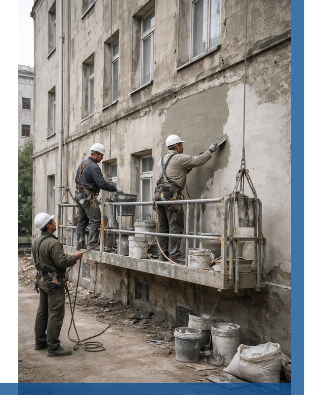 Капитальный ремонт фасада в Сергиеве Посаде от 4298 р. | ВЫСОТНИК-Сгп