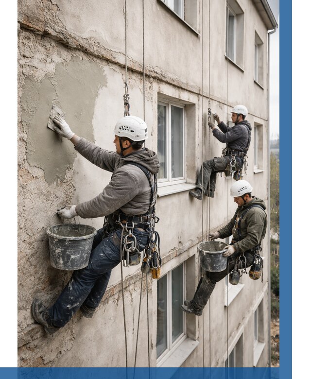 Ремонт штукатурного фасада в Сергиеве Посаде от 768 р. под ключ | ВЫСОТНИК-Сгп