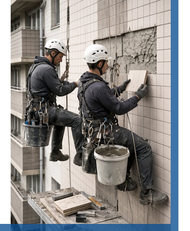 Ремонт облицовки фасада плиткой в Сергиеве Посаде от 1842 р. | ВЫСОТНИК-Сгп