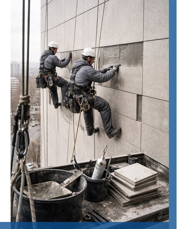 Ремонт фасада из керамогранита в Сергиеве Посаде от 2559 р. | ВЫСОТНИК-Сгп