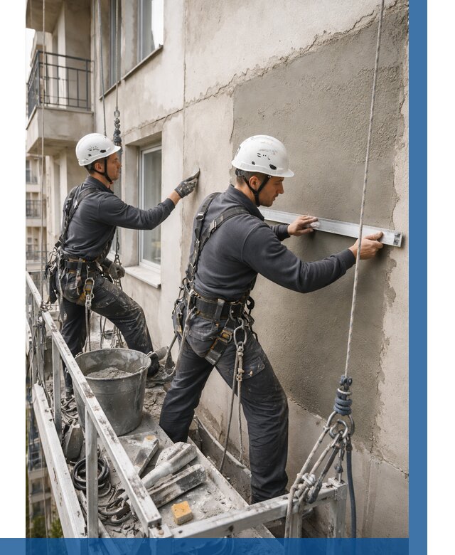 Штукатурка фасада на высоте в Сергиеве Посаде от 921 р. | ВЫСОТНИК-Сгп