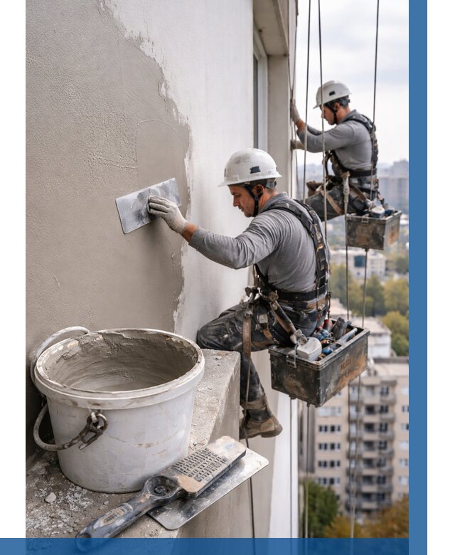 Шпаклевка фасада на высоте в Сергиеве Посаде от 716 р. | ВЫСОТНИК-Сгп