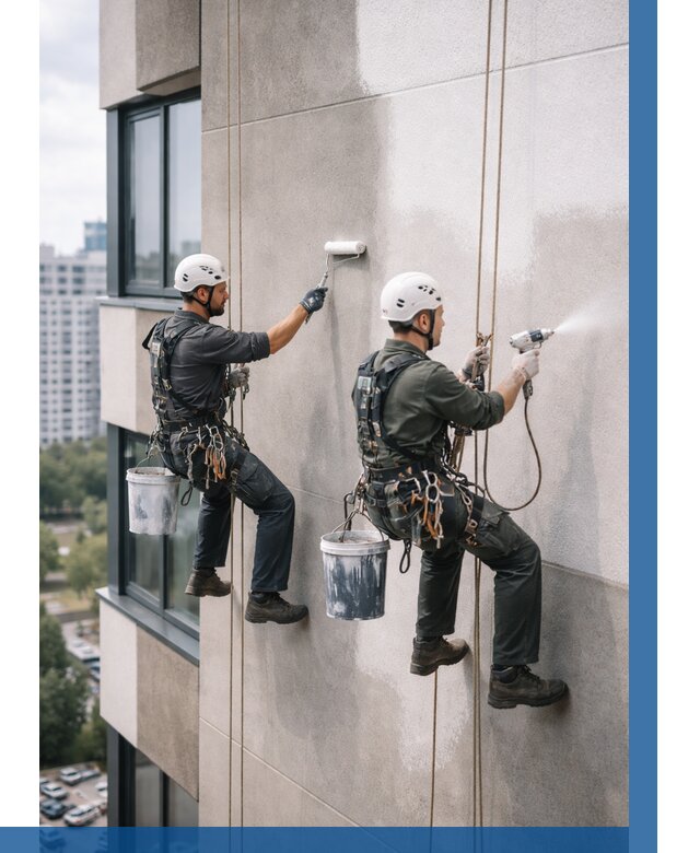 Покраска фасада альпинистами в Сергиеве Посаде от 307 р. | ВЫСОТНИК-Сгп