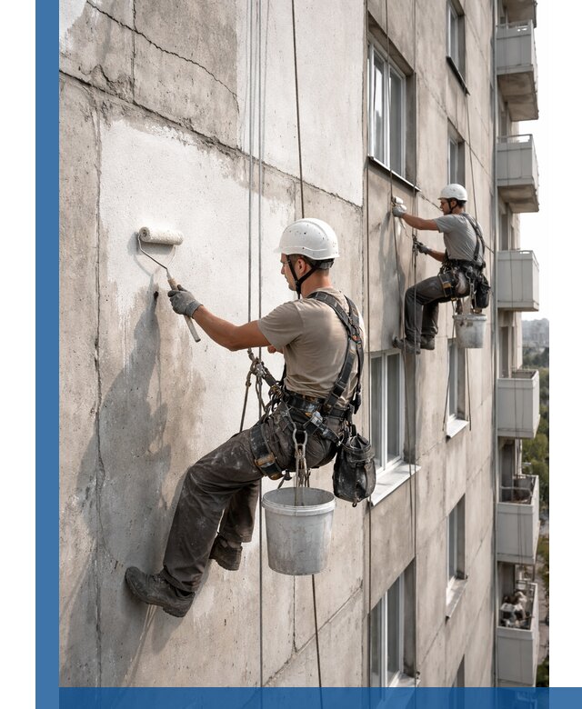 Покраска бетонного фасада в Сергиеве Посаде для жилых и промышленных объектов