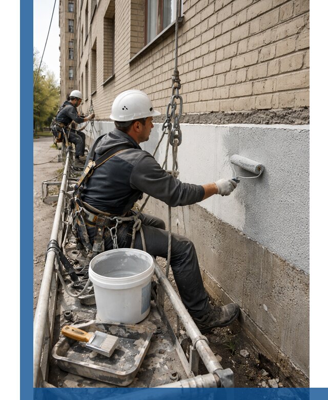 Окраска цоколя здания в Сергиеве Посаде профессионально и надежно