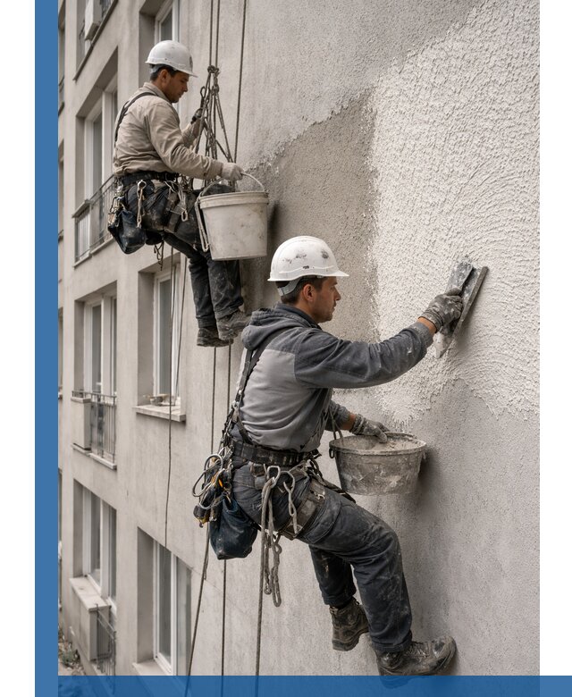 Нанесение декоративной штукатурки короед на фасад в Сергиеве Посаде