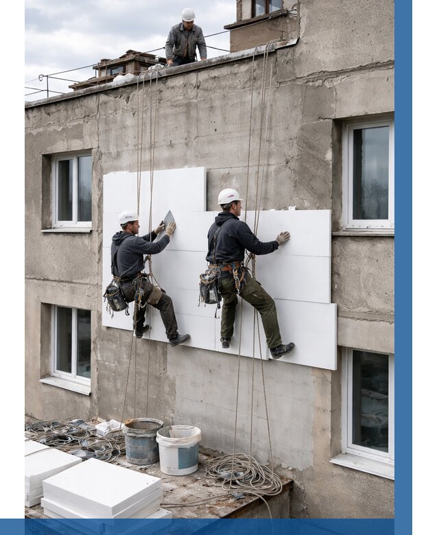 Утепление фасада пенополистиролом в Сергиеве Посаде от 1842 р. | ВЫСОТНИК-Сгп