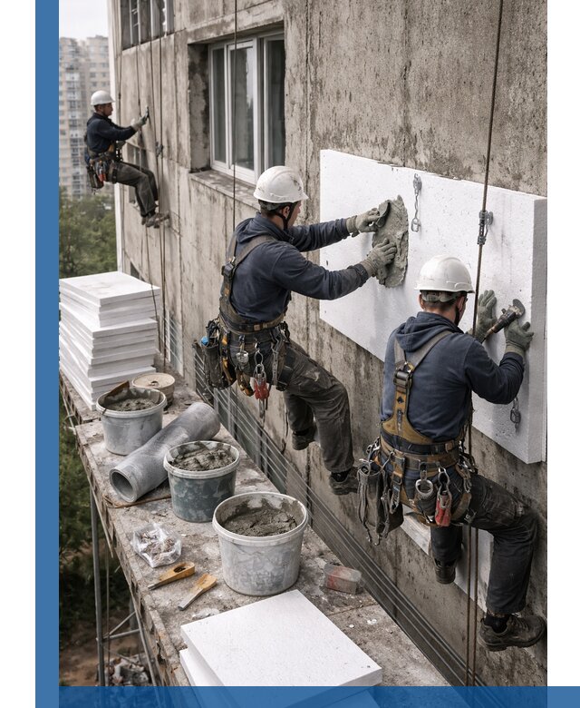 Утепление фасада пенополистиролом в Сергиеве Посаде под ключ