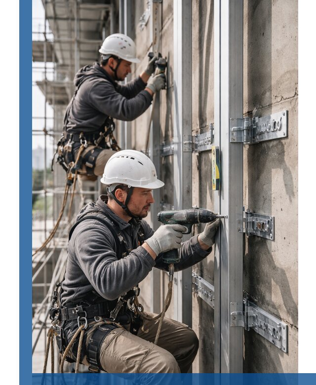 Монтаж и крепление подсистемы вентфасада в Сергиеве Посаде