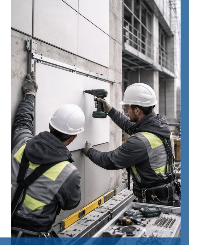 Монтаж композитных панелей фасада в Сергиеве Посаде от 2559 р. | ВЫСОТНИК-Сгп