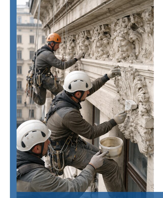 Реставрация фасадной лепнины с высотными работами в Сергиеве Посаде