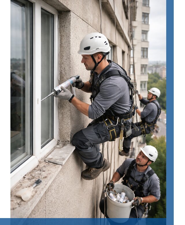 Герметизация оконных швов снаружи в Сергиеве Посаде от 1535 р. | ВЫСОТНИК-Сгп