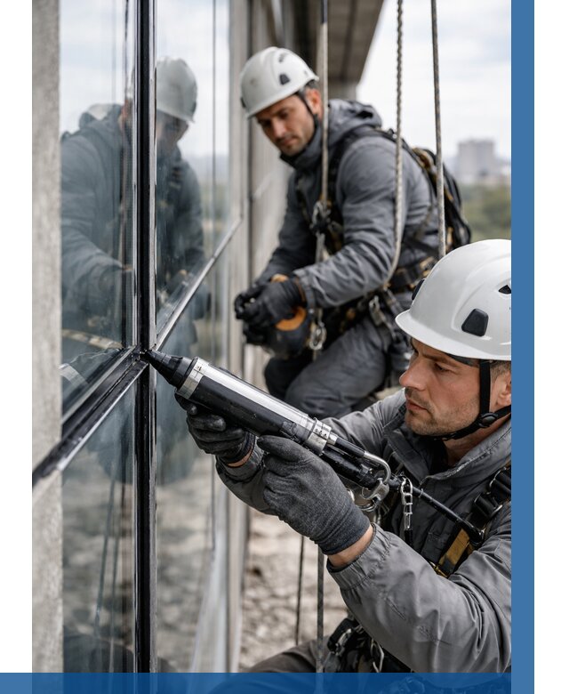 Герметизация витражных швов в Сергиеве Посаде от 665 р. | ВЫСОТНИК-Сгп