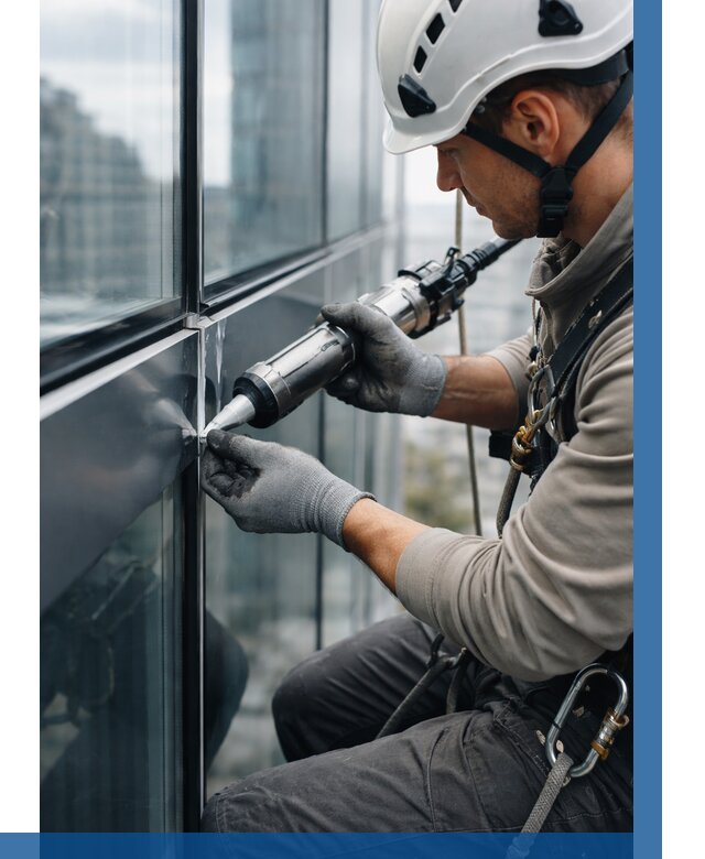 Герметизация стыков витража в Сергиеве Посаде от 1228 р. | ВЫСОТНИК-Сгп