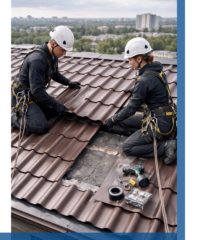 Ремонт металлочерепицы на крыше в Сергиеве Посаде от 921 р. | ВЫСОТНИК-Сгп