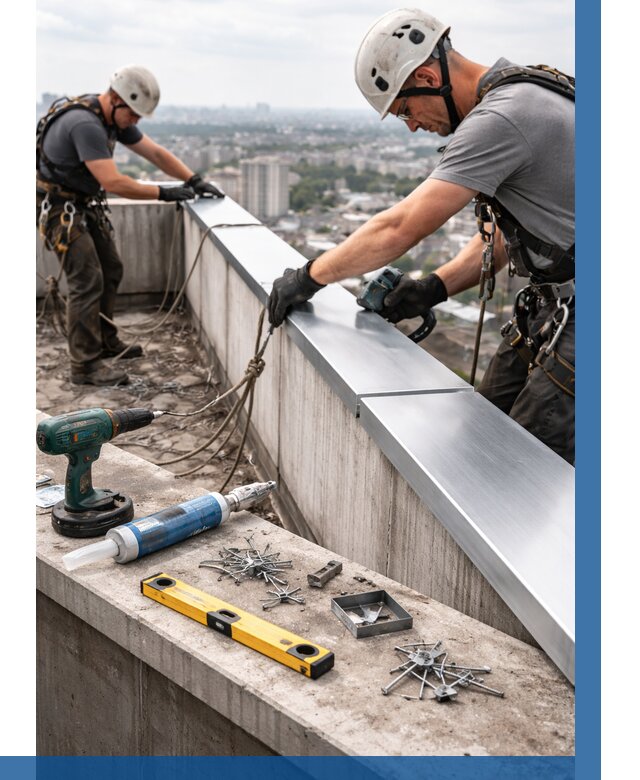 Монтаж парапетных крышек в Сергиеве Посаде от 819 р. | ВЫСОТНИК-Сгп