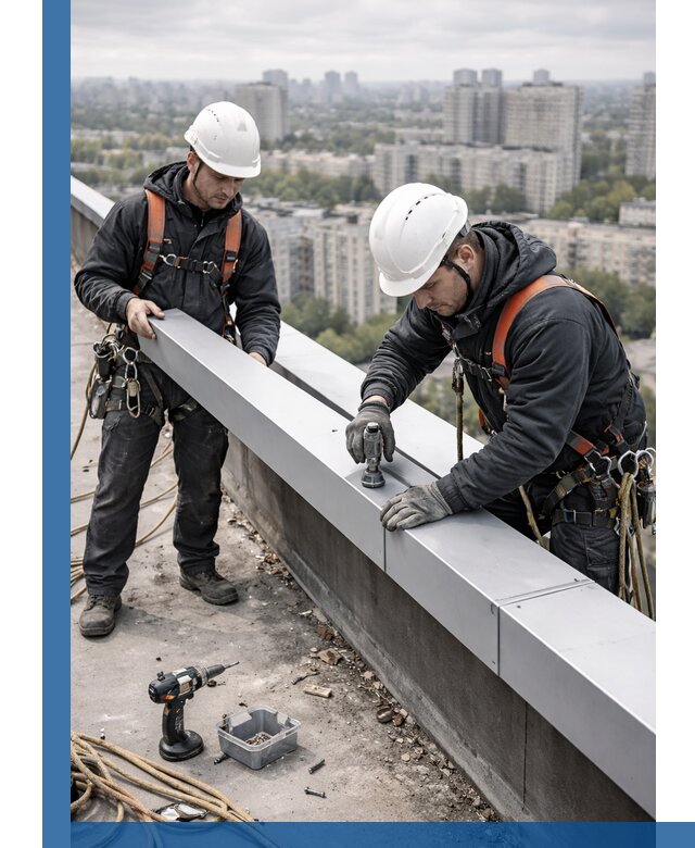 Монтаж парапетных крышек и ограждений кровли в Сергиеве Посаде