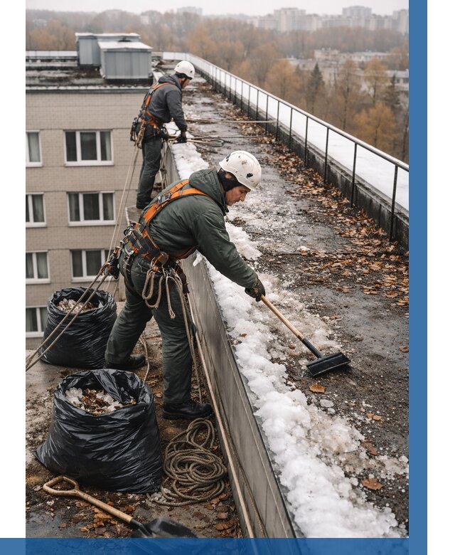 Очистка кровли по периметру в Сергиеве Посаде от 563 р. | ВЫСОТНИК-Сгп