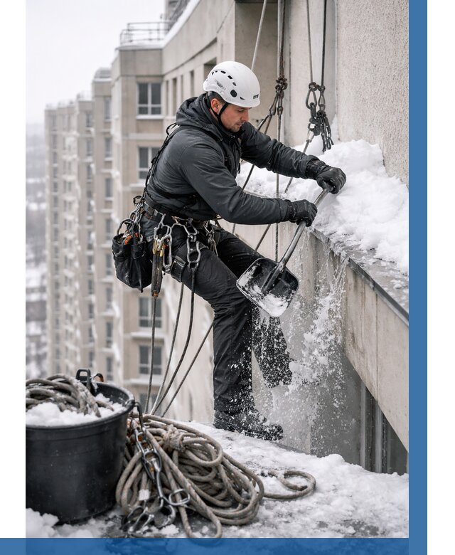 Очистка карнизов от снега в Сергиеве Посаде от 307 р. | ВЫСОТНИК-Сгп