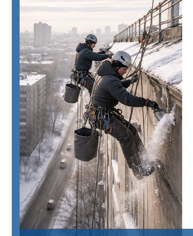 Очистка карнизов от снега в Сергиеве Посаде профессионально и безопасно