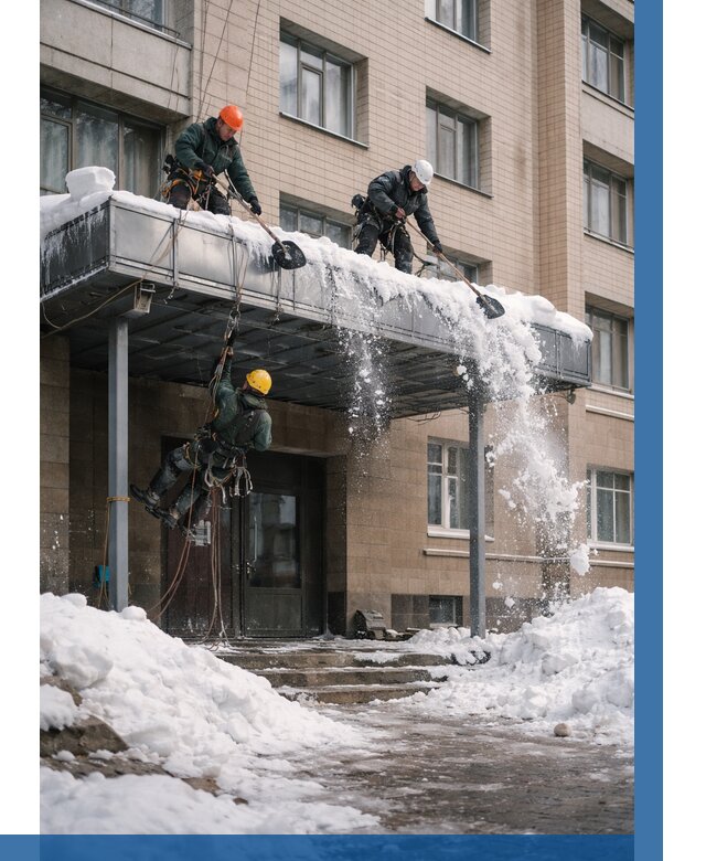 Очистка козырьков от снега в Сергиеве Посаде от 3582 р. | ВЫСОТНИК-Сгп