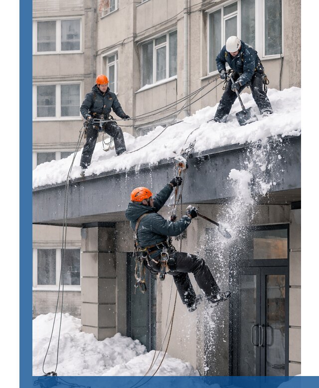 Безопасная очистка навесов от снега в Сергиеве Посаде круглогодично