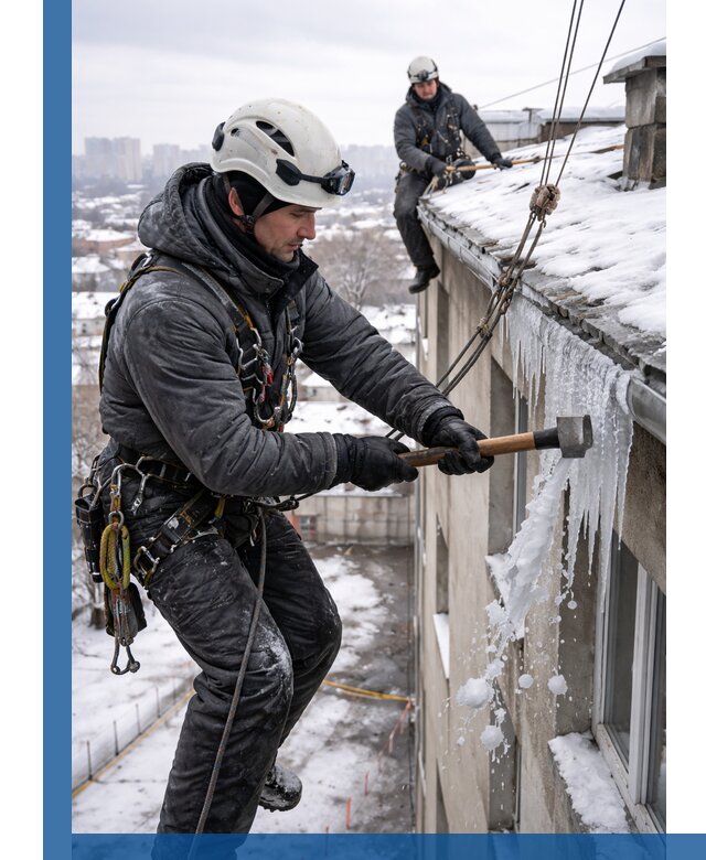 Сбивание и удаление сосулек с крыши в Сергиеве Посаде безопасно