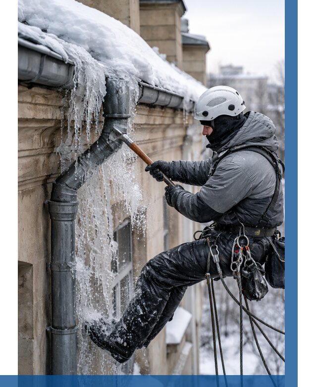 Очистка водостоков от льда в Сергиеве Посаде от 3582 р. | ВЫСОТНИК-Сгп