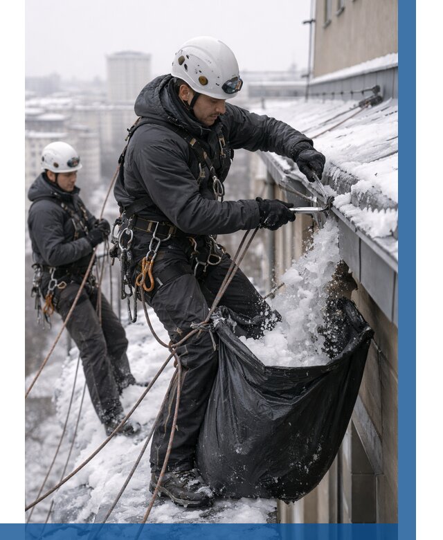 Аварийная очистка крыши в Сергиеве Посаде под ключ от 307 р. | ВЫСОТНИК-Сгп