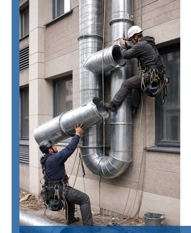 Монтаж фасадных воздуховодов в Сергиеве Посаде с герметизацией и крепежом