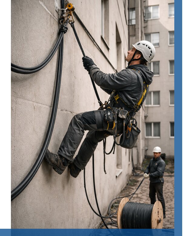 Протяжка кабеля питания на высоте в Сергиеве Посаде от 461 р. | ВЫСОТНИК-Сгп