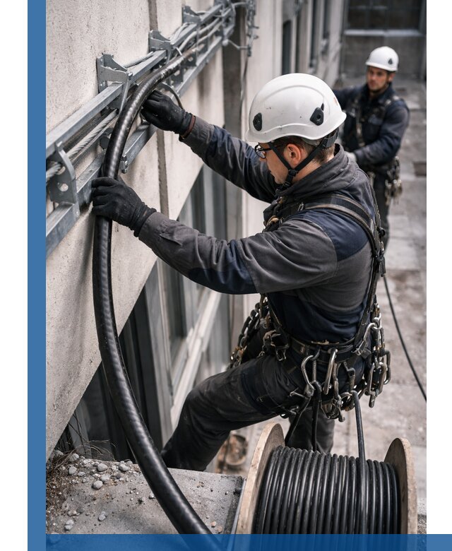 Протяжка кабеля питания на высоте в Сергиеве Посаде с гарантией безопасности и качества