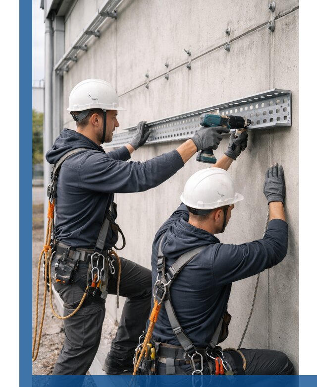 Монтаж кабельных лотков на фасаде зданий в Сергиеве Посаде с гарантией