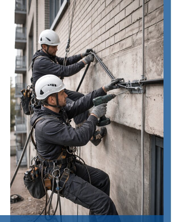 Крепление кабеля на фасаде в Сергиеве Посаде от 358 р. | ВЫСОТНИК-Сгп