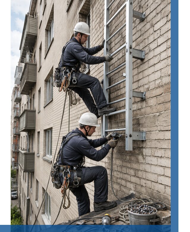 Монтаж пожарной лестницы в Сергиеве Посаде от 25585 р заказать у ВЫСОТНИК-Сгп
