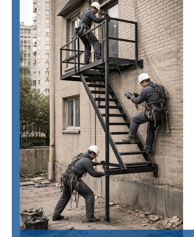 Монтаж пожарной лестницы в Сергиеве Посаде, установка и крепление