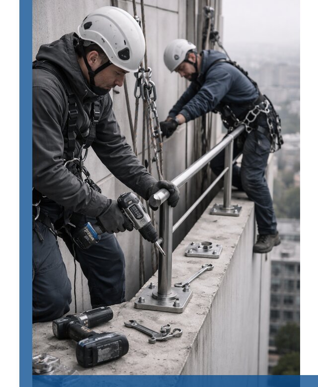 Монтаж перил на высоте в Сергиеве Посаде для жилых и промобъектов