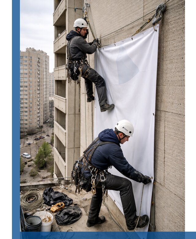 Профессиональный монтаж баннеров на фасаде в Сергиеве Посаде
