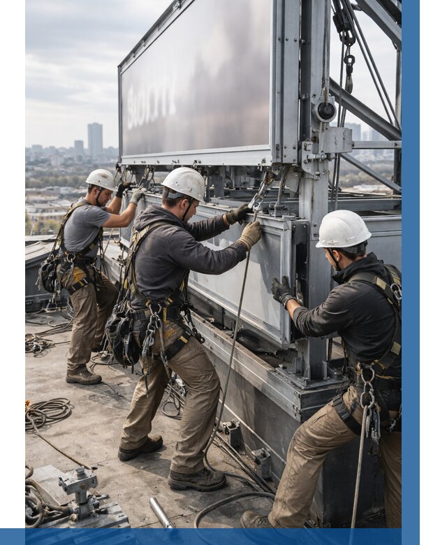 Монтаж крышной рекламной конструкции в Сергиеве Посаде от 61404 р.|ВЫСОТНИК-Сгп