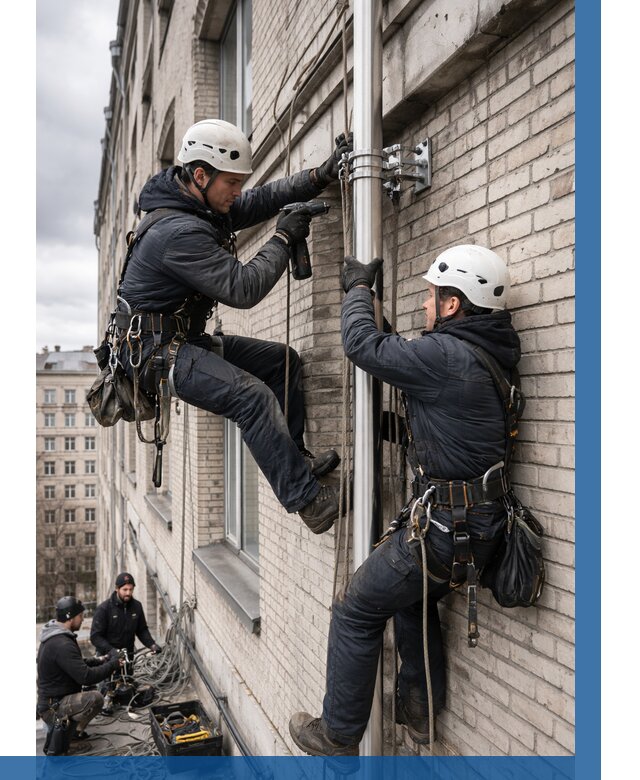 Монтаж флагштока на здании в Сергиеве Посаде от 6652 р. | ВЫСОТНИК-Сгп