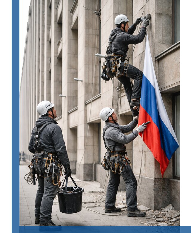 Профессиональная установка флагов на фасаде в Сергиеве Посаде