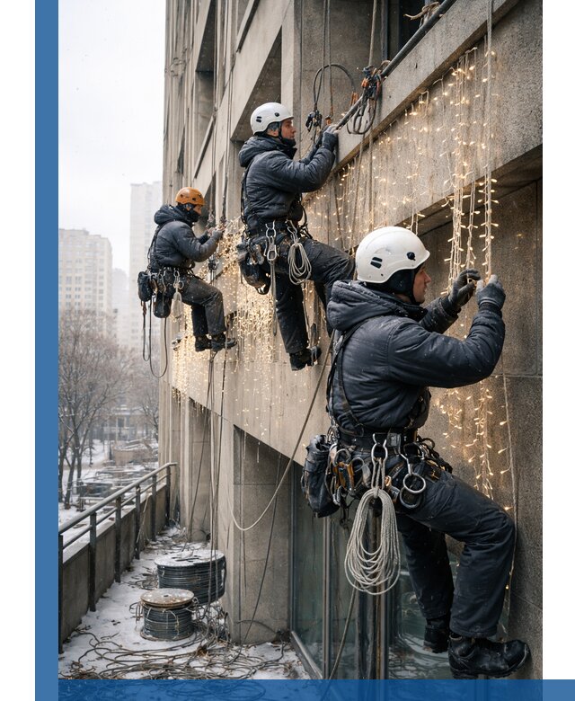 Монтаж новогодней иллюминации и украшение фасадов в Сергиеве Посаде