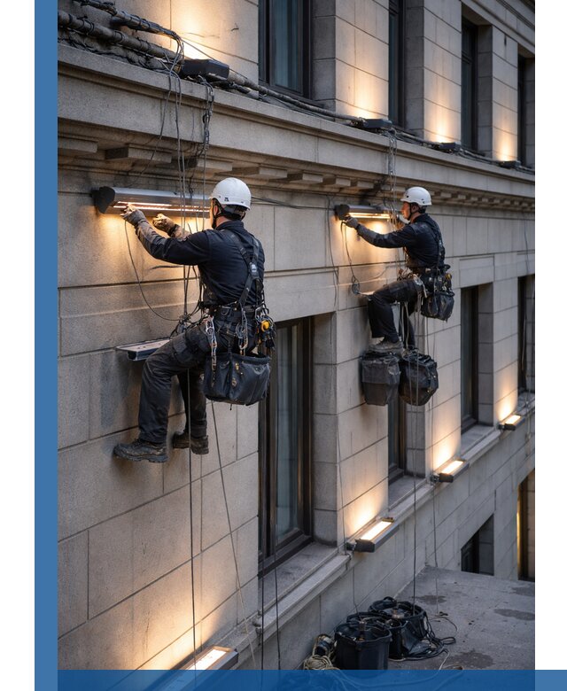 Монтаж архитектурной подсветки фасадов зданий в Сергиеве Посаде