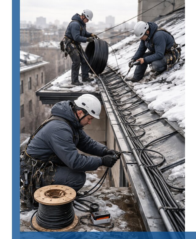 Монтаж греющего кабеля на кровле в Сергиеве Посаде под ключ