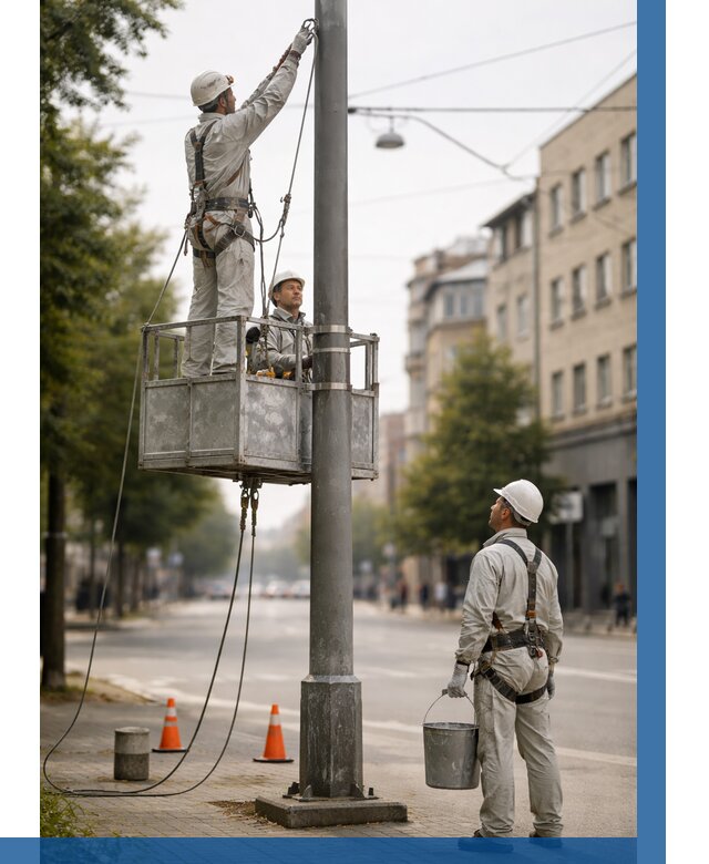 Покраска опор освещения в Сергиеве Посаде от 5117 р. | ВЫСОТНИК-Сгп