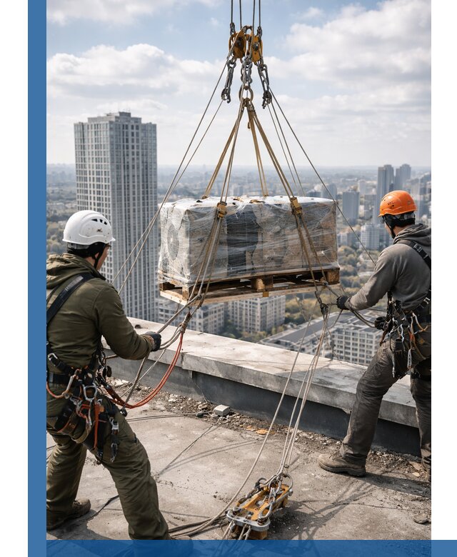 Подъем и монтаж крупногабаритных грузов на крышу в Сергиеве Посаде