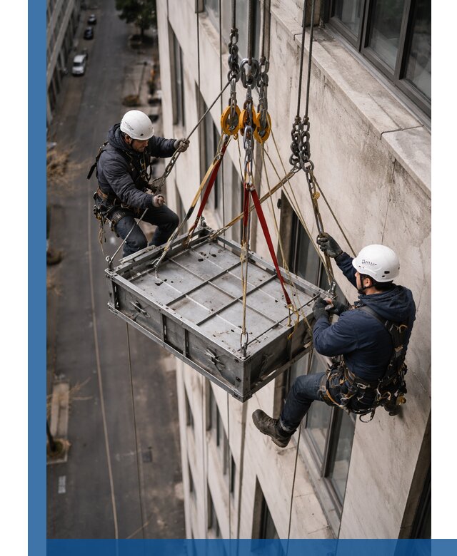 Спуск и подъем грузов по фасаду в Сергиеве Посаде для зданий