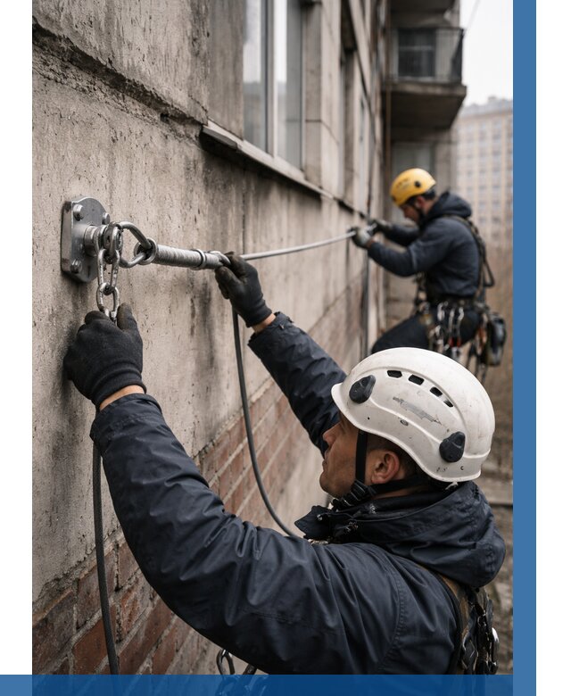 Монтаж анкерных линий в Сергиеве Посаде от 3070 р. | ВЫСОТНИК-Сгп