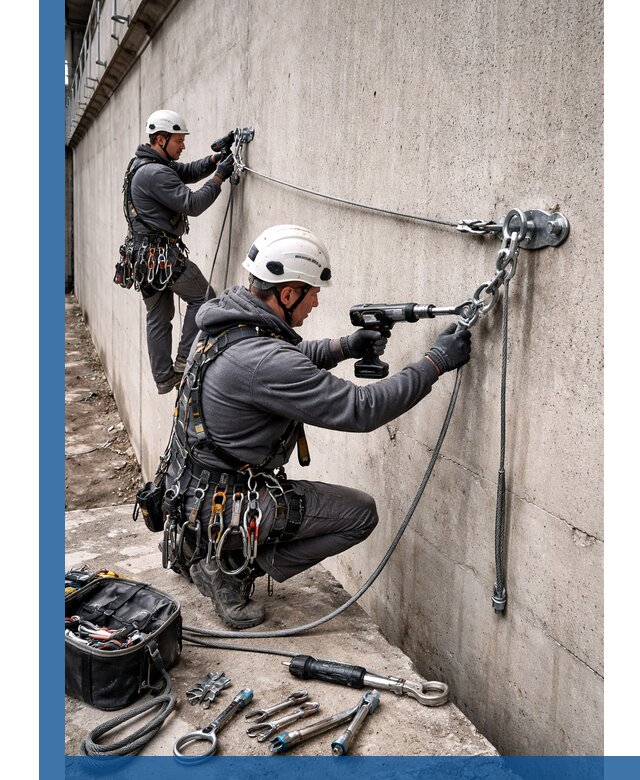 Монтаж анкерных линий высотной безопасности в Сергиеве Посаде